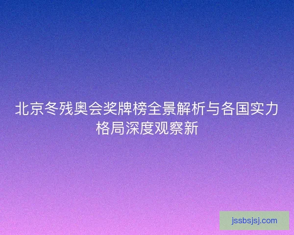 北京冬残奥会奖牌榜全景解析与各国实力格局深度观察新